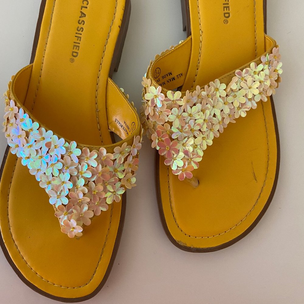 CLASSIFIED yellow flower sandals